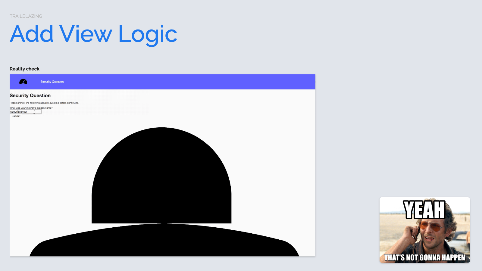 Slide content, Rails app view logic for serving a simple rebranded flow. The ginormous SVG on screen symbolized that this naive view logic technique wouldn't suffice for the full rebrand project.