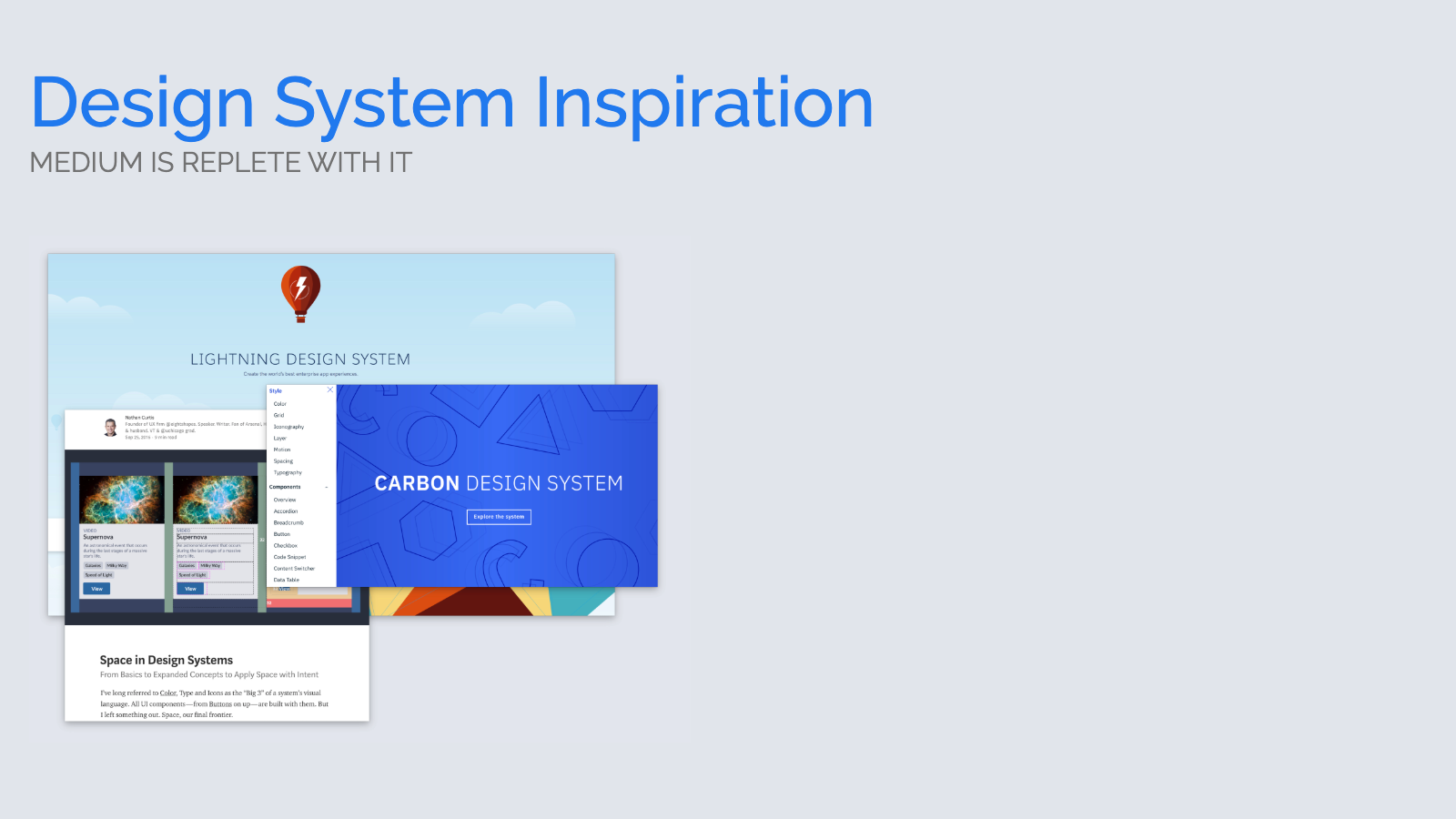 Slide content, Design system inspiration